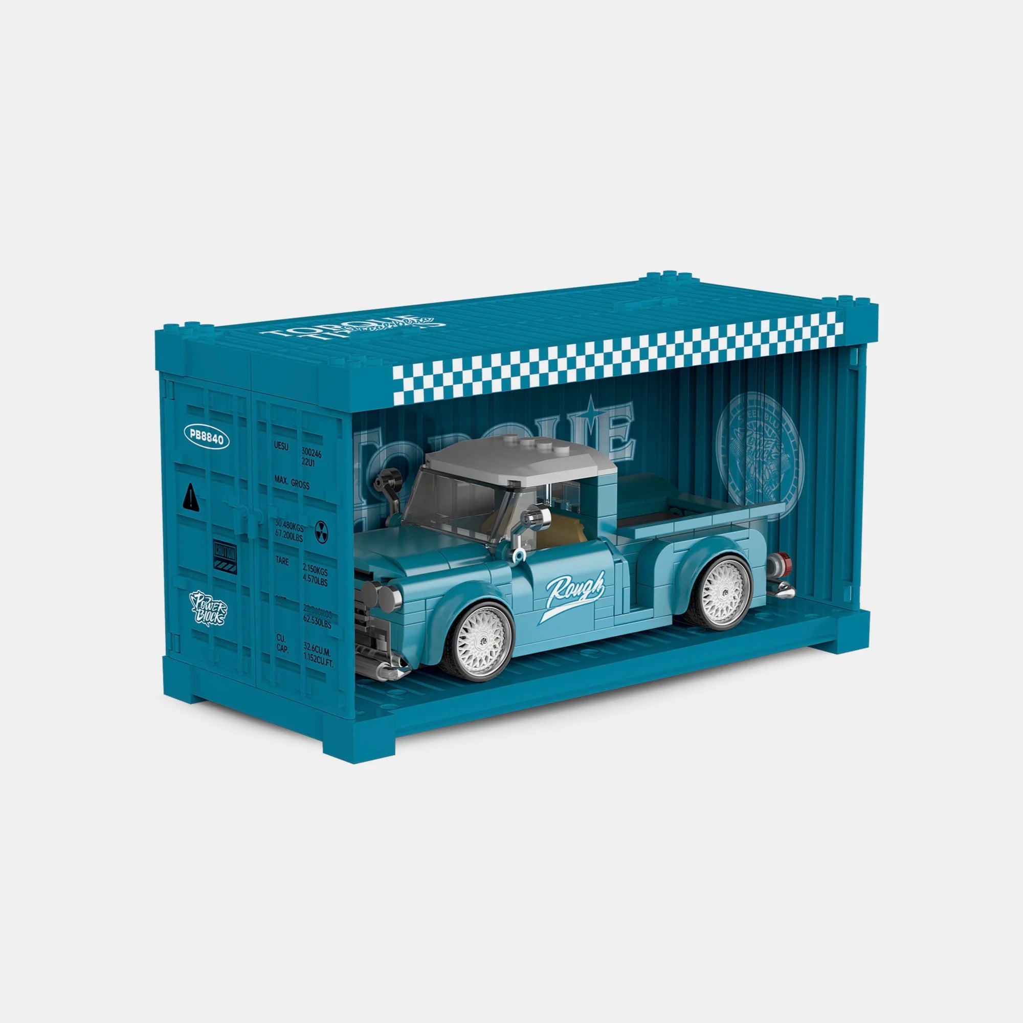 RETRO PICKUP TRUCK WITH DISPLAY CONTAINER brick model kit