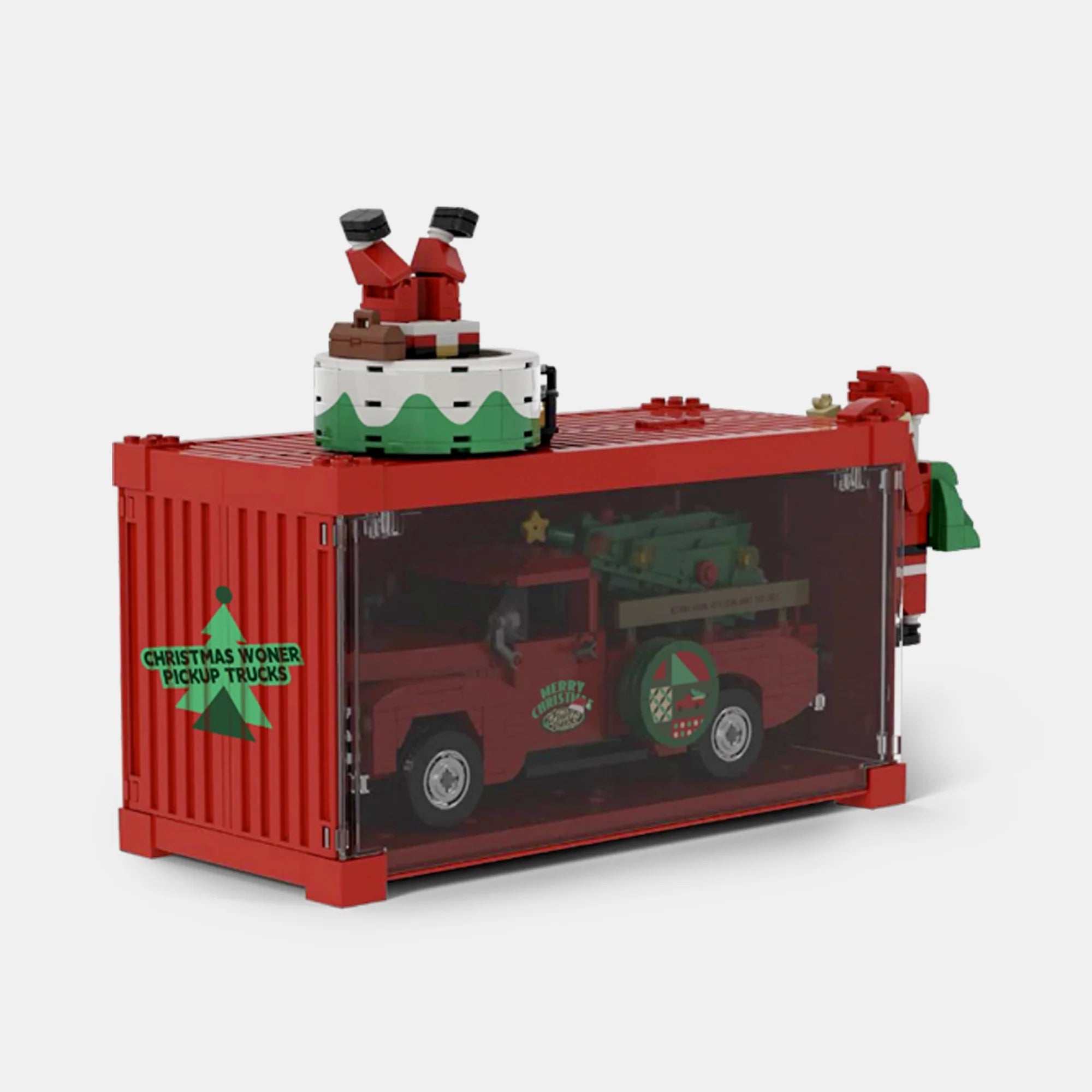 CHRISTMAS PICKUP WITH DISPLAY CONTAINER brick model kit