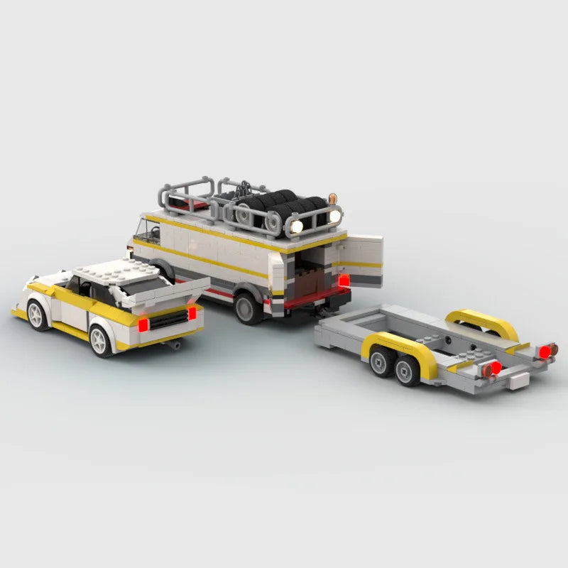 VW TRANSPORTER WITH TRAILER brick model kit