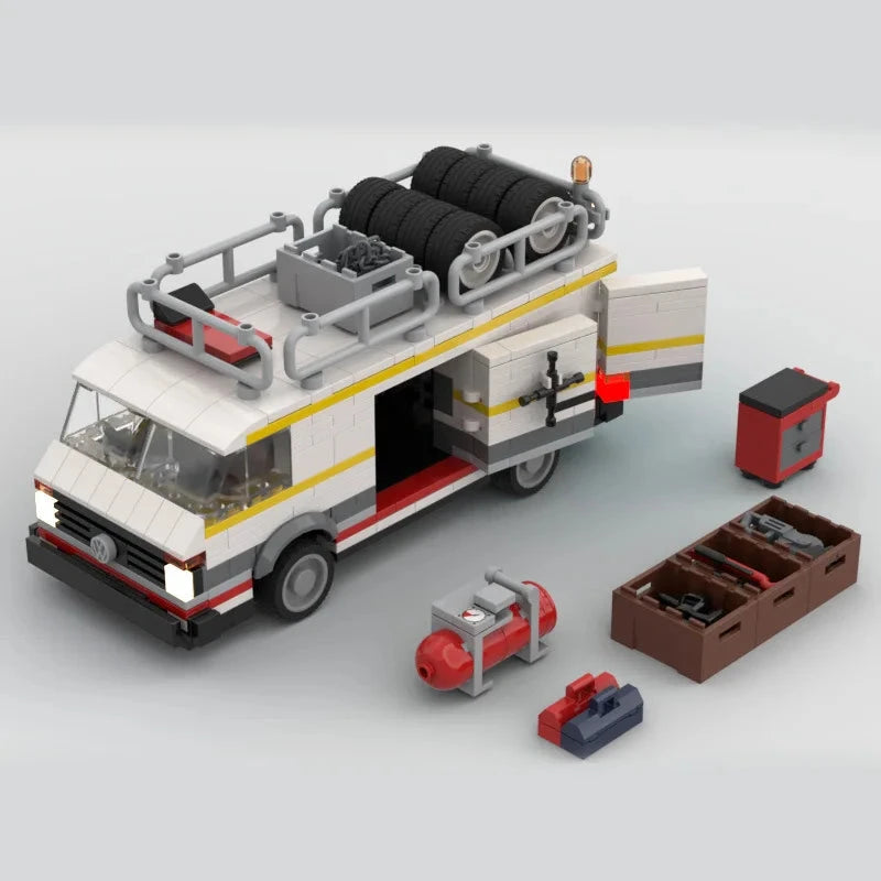 VW TRANSPORTER WITH TRAILER brick model kit