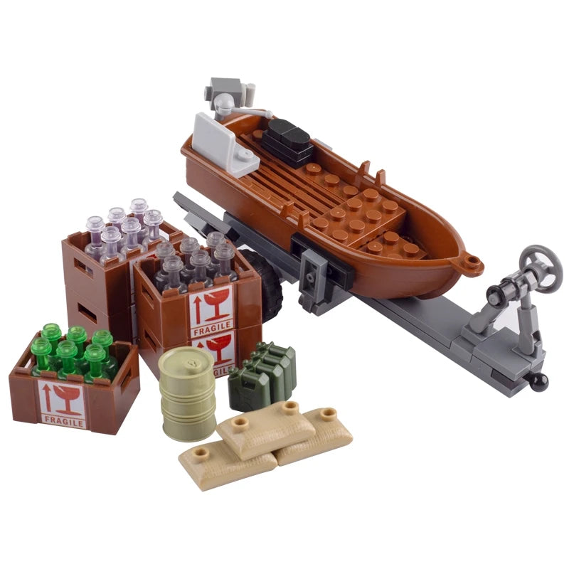 PICKUP TRUCK WITH BOAT brick model kit