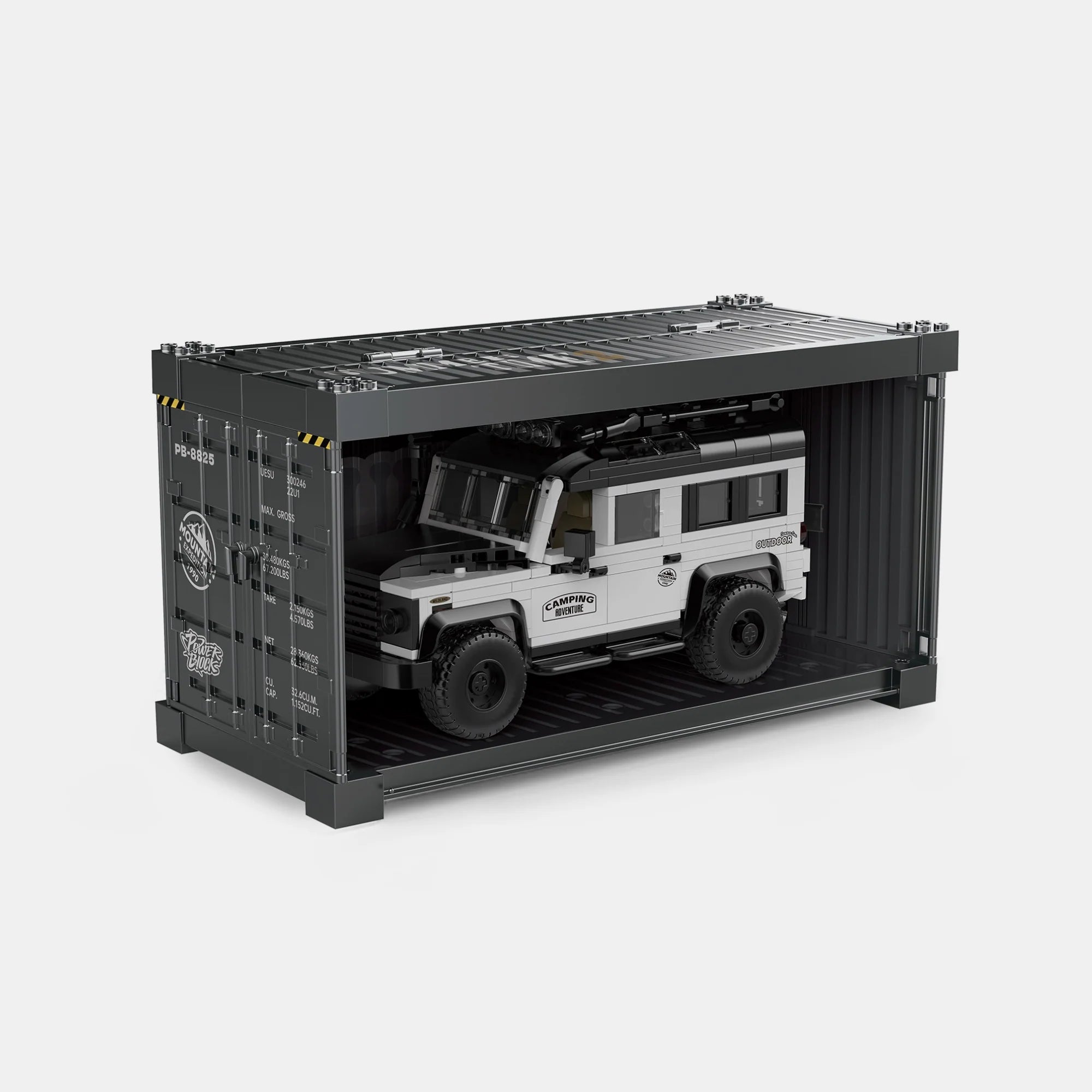 LAND ROVER DEFENDER WITH DISPLAY CONTAINER brick model kit