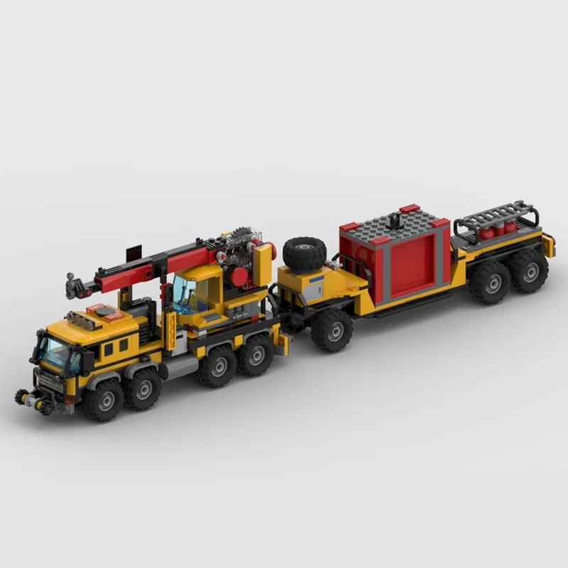 CRANE TRUCK WITH TRAILER brick model kit