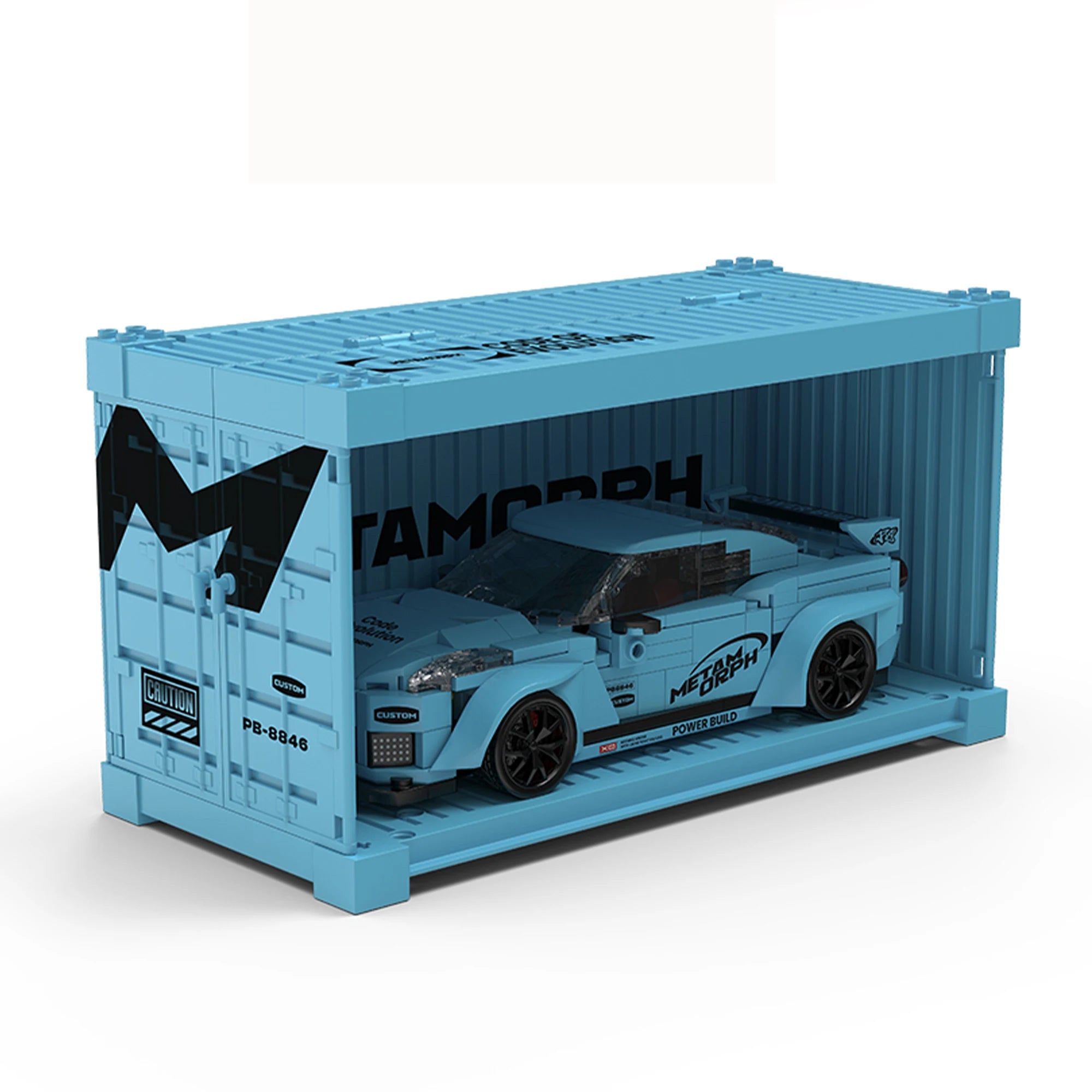 NISSAN GTR WITH DISPLAY CONTAINER brick model kit