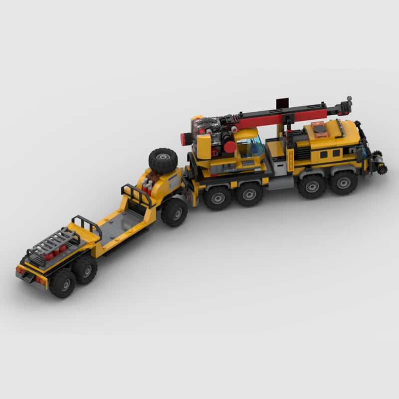 CRANE TRUCK WITH TRAILER brick model kit