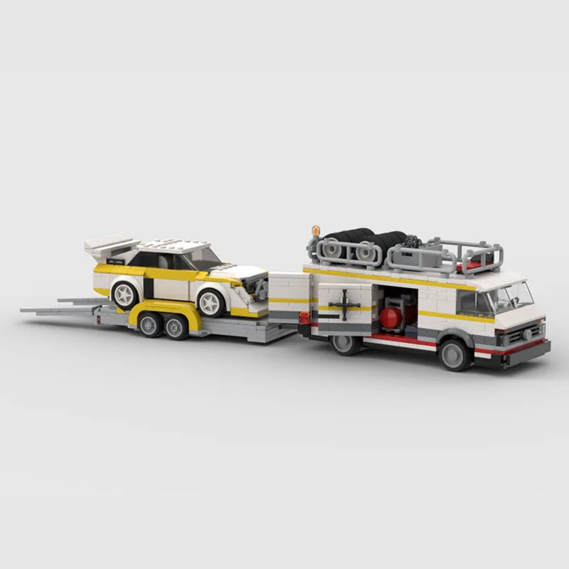 VW TRANSPORTER WITH TRAILER brick model kit